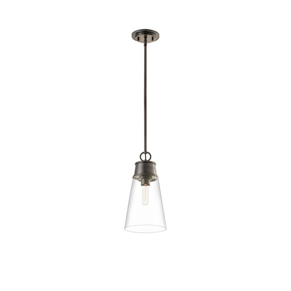 Wentworth 1 Light Pendant, Plated Bronze & Clear